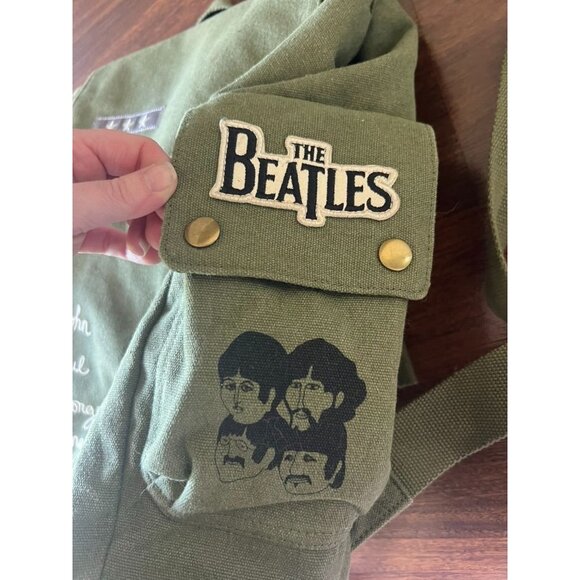 The Beatles Sgt. Pepper’s Canvas Backpack by Junk Food Olive Green Band Bag - Picture 3 of 9